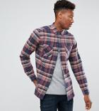 Asos Tall Oversized Vintage Check Shirt In Navy - Navy