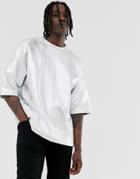 Asos Design Oversized T-shirt With Half Sleeve In Heavyweight Metallic Fabric