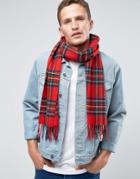 Glen Lossie Lambswool Plaid Scarf In Red - Red