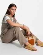 Asos Design Wide Leg Knit Pants In Taupe - Part Of A Set-neutral