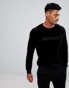 Boss By Hugo Boss Velour Long Sleeve Sweat Top - Black
