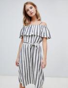 Ichi Stripe Bardot Dress - Multi