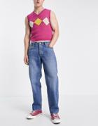 Asos Design Regular Fit Jeans In Dark Wash-blue