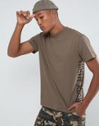 Night Addict Side Print T-shirt With Mock Neck - Green