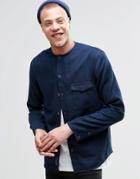 Cheap Monday Erase Denim Shirt Collarless - Blue