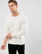 Abercrombie & Fitch Crew Neck Sweater Cable Knit In Oatmeal - Beige