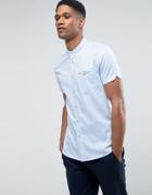 Ted Baker Slim Grandad Short Sleeve Shirt - Blue