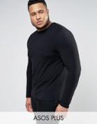 Asos Plus Muscle Long Sleeve T-shirt With Crew Neck In Black - Black