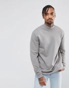 Asos Sweatshirt With High Neck - Gray