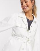 New Look Puff Sleeve Jacket In Off White