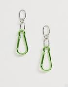 Asos Design Earrings In Hardware Design With Hiking Clasp In Silver Tone