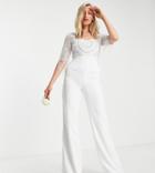 Virgos Lounge Tall Bridal Embellished Jumpsuit In White