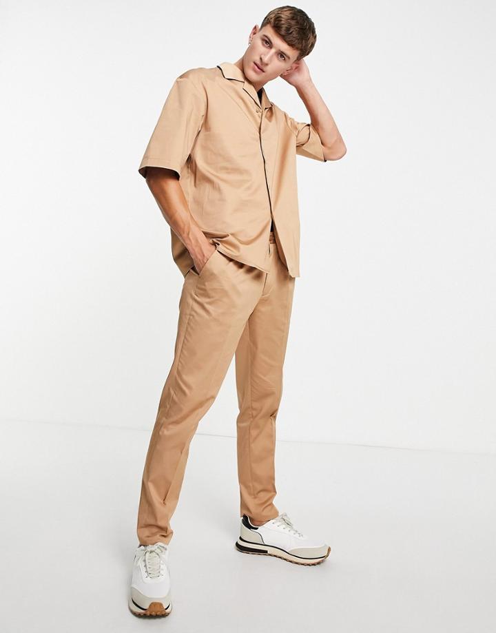 Devils Advocate Pleated Slim Fit Pants - Part Of A Set-brown