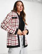 River Island Boucle Check Blazer In Red - Part Of A Set