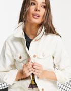 Brave Soul Bloom Denim Jacket In Ecru-white
