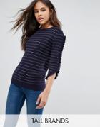 Y.a.s Tall Sail Short Sleeve Sweater With Split Sleeve - Navy