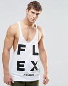 Asos Vest With Flex Print And Raw Edge Extreme Racer Back - White