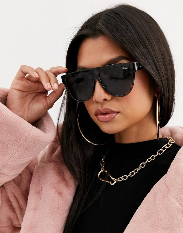 Quay Australia Last Night Flatbrow Sunglasses In Tort