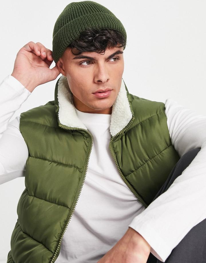 Consigned Logo Fisherman Beanie In Khaki-green