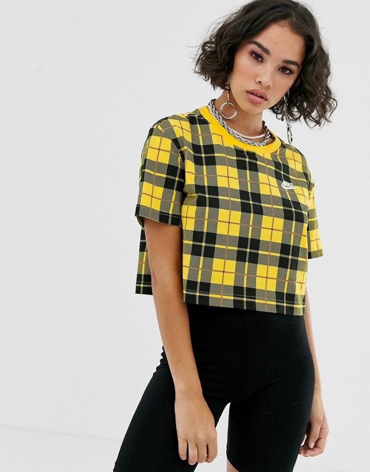 Nike Yellow Check Cropped T-shirt