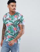 Urban Threads Tropical Leaf Print T-shirt - Yellow