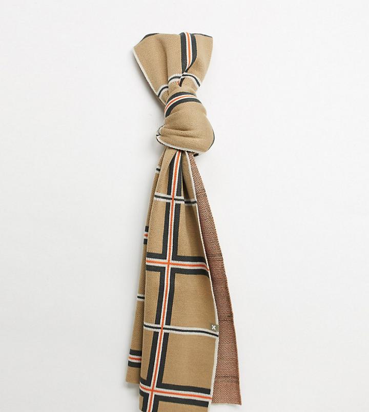 Collusion Unisex Scarf In Neutral Brushed Check-multi