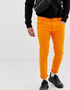 Asos Design Skinny Jeans In Neon Orange - Green