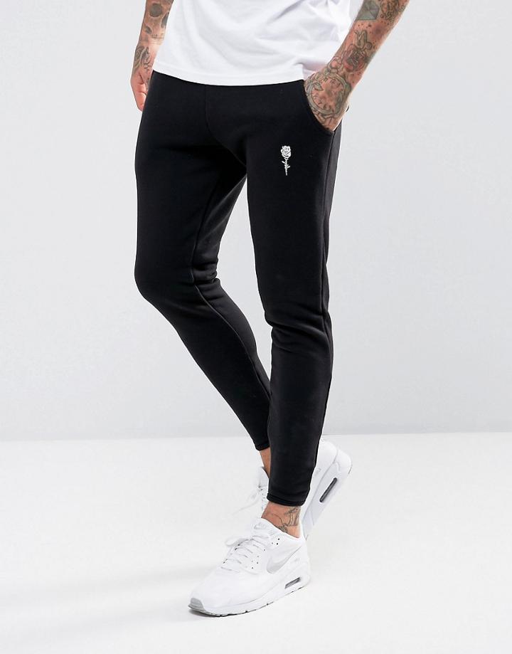 Rose London Skinny Joggers With Zip Ankle - Black