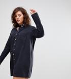 Asos Curve Denim Shirt Dress With Deep Cuff In Washed Black - Black