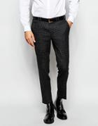 Noak Mini Check Suit Pants In Cropped Skinny Fit - Black