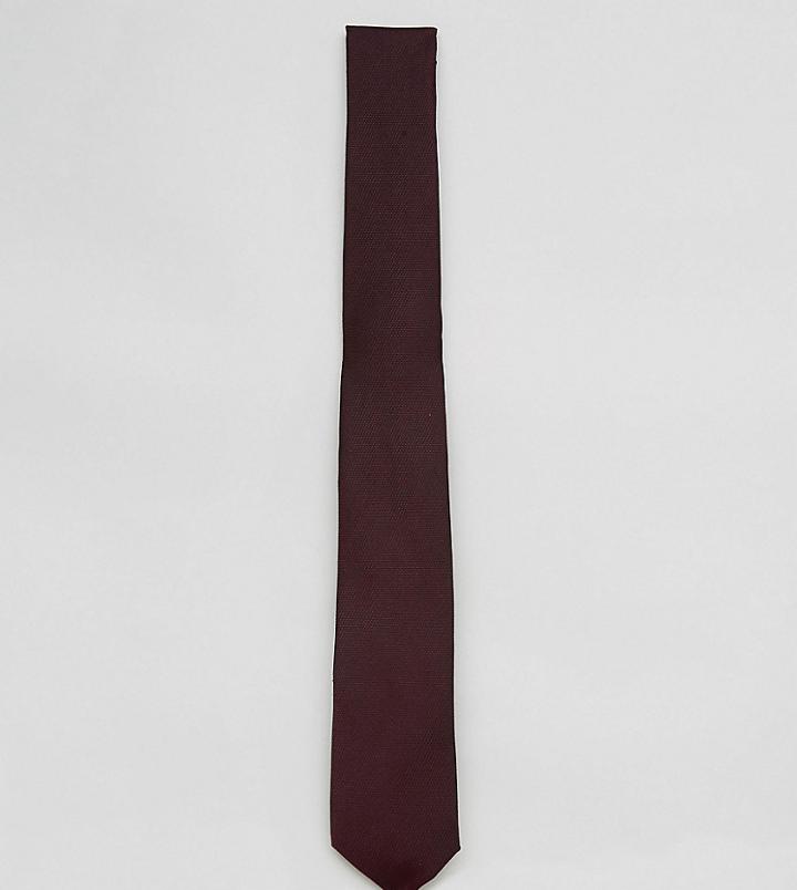 Asos Plus Slim Tie In Burgundy - Red