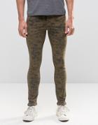 Asos Extreme Super Skinny Jeans In Camo - Green