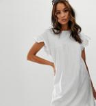 Asos Design Tall Mini Reversible Cotton Slub Smock Dress - White