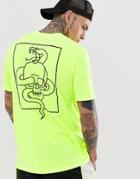Bolongaro Trevor Neon Snake Skull Back Print T-shirt - Yellow