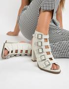 Asos Design Pukka Premium Leather Multi Strap Heels - Stone