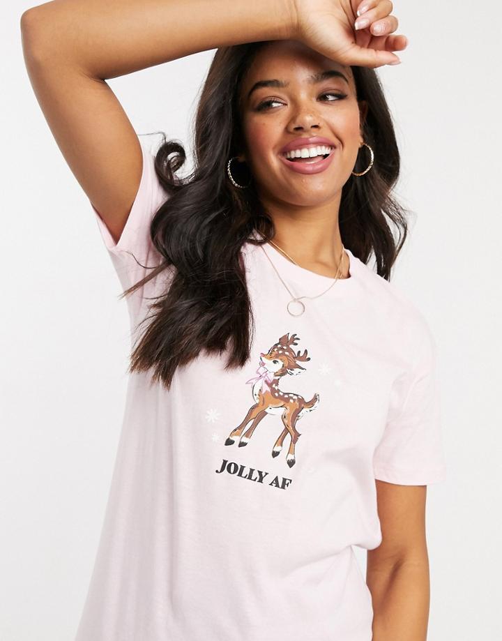 Skinny Dip Oversized Christmas T-shirt In Pink