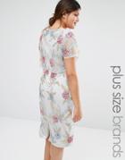 Lovedrobe All Over Rose Embellished Pencil Dress With Split Back Detail - Gray