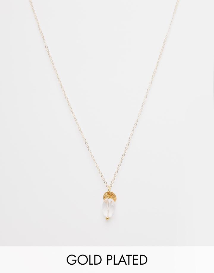 Mirabelle Facetted Oval Rose Quartz Pendant On 45cm Gold Plated Chain - Rose Quartz