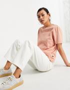 Dr Denim Boxy T-shirt In Washed Terracotta-white