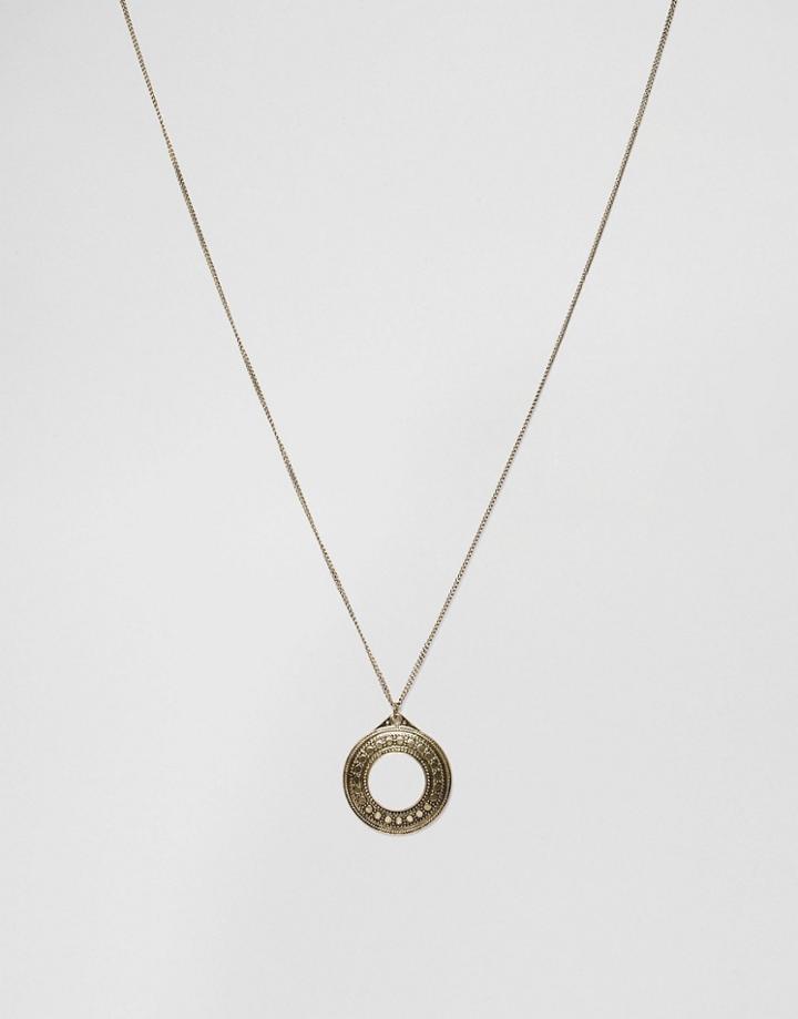 Asos Large Circle Pendant Necklace - White