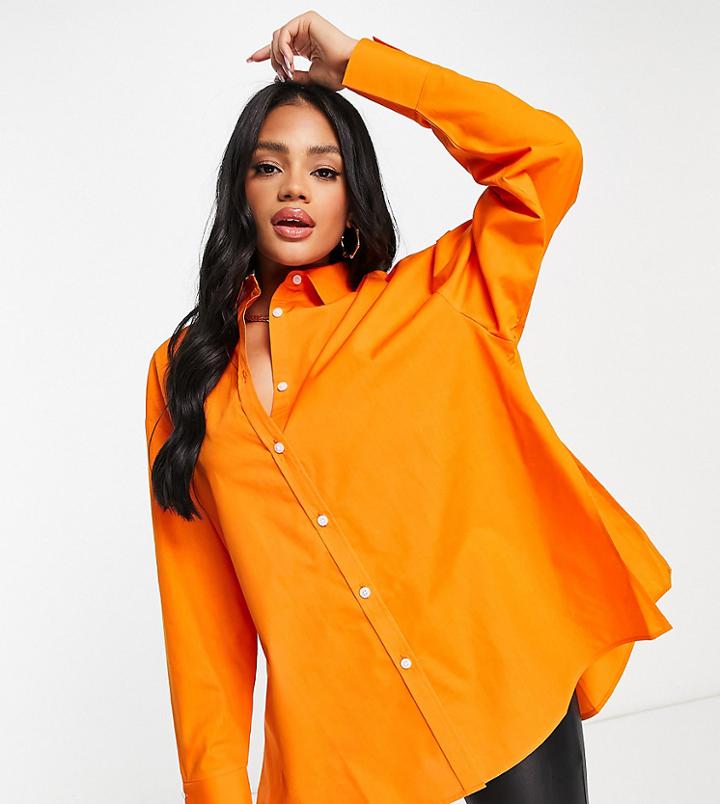 Asyou Branded Oversized Shirt In Orange