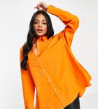 Asyou Branded Oversized Shirt In Orange