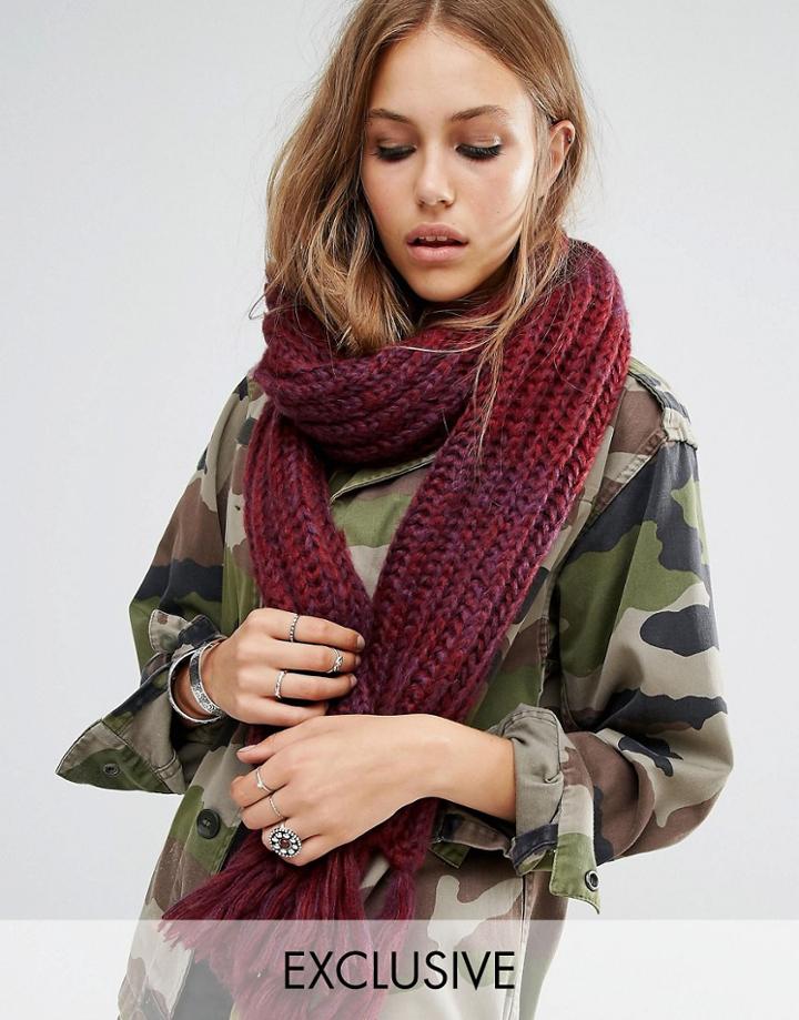 Reclaimed Vintage Long Cable Scarf - Pink