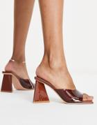 Glamorous Perspex Mules In Brown
