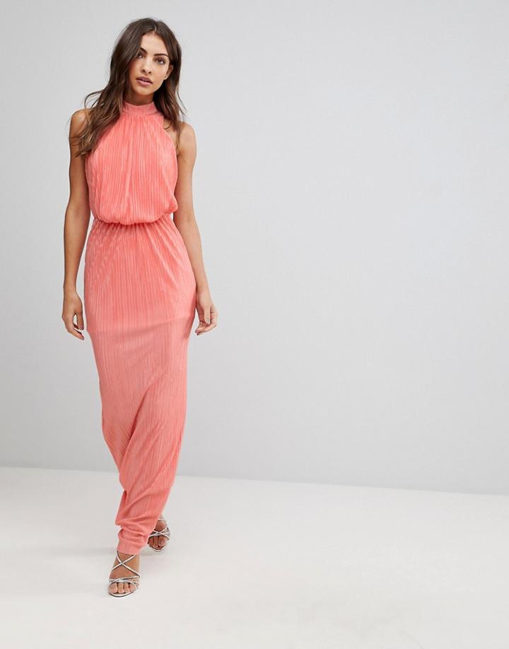 Love Pleated Maxi Dress - Orange