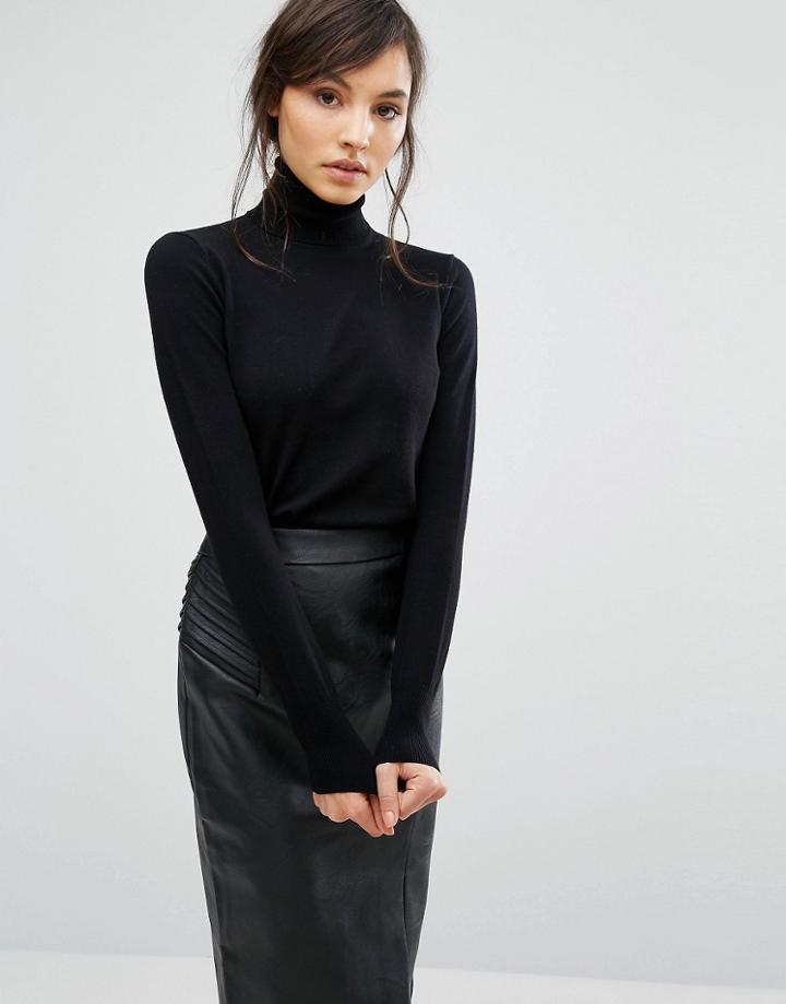 Oasis Roll Neck Top - Black
