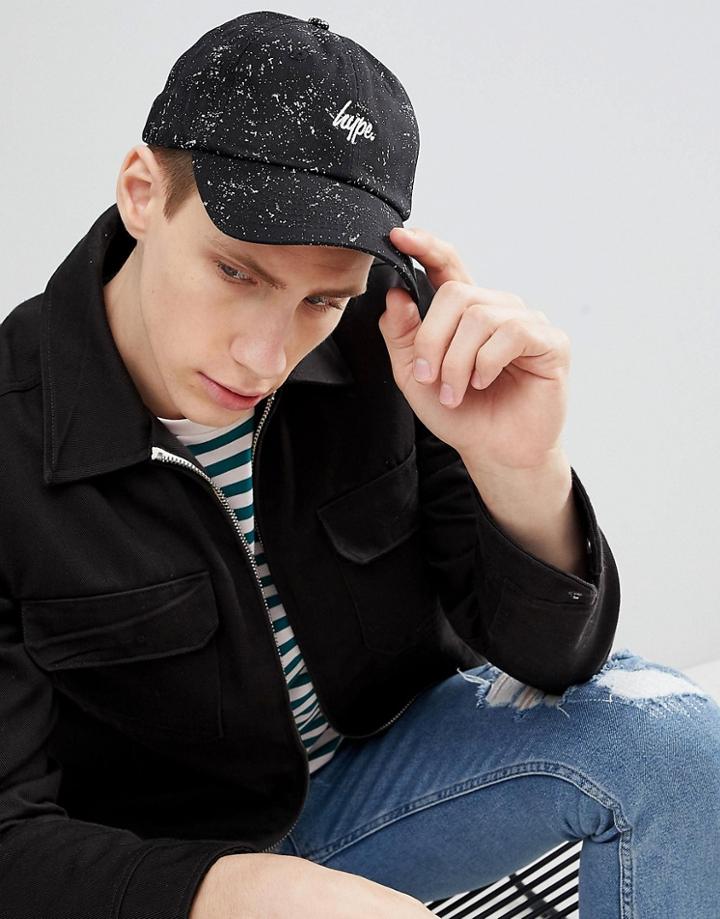 Hype Speckle Baseball Cap In Black - Black