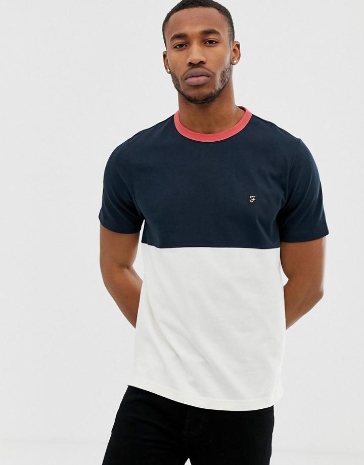 Farah Ewood Color Panel T-shirt In Navy - Navy