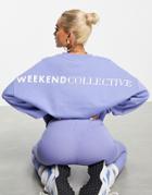 Asos Weekend Collective Sweatshirt With Large Back Logo In Washed Blue - Part Of A Set