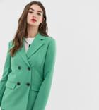 Asos Design Tall Double Breasted Suit Blazer In Sage - Green